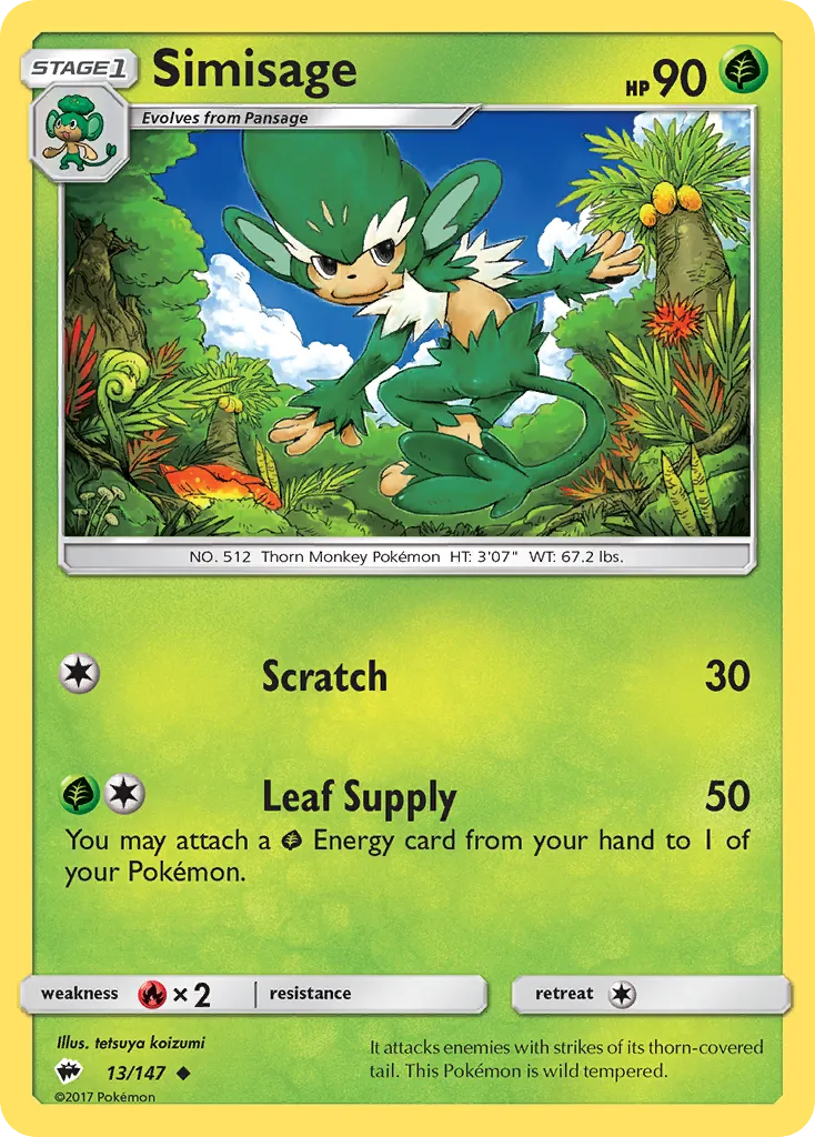 Simisage — SM - Burning Shadows — Pokemon