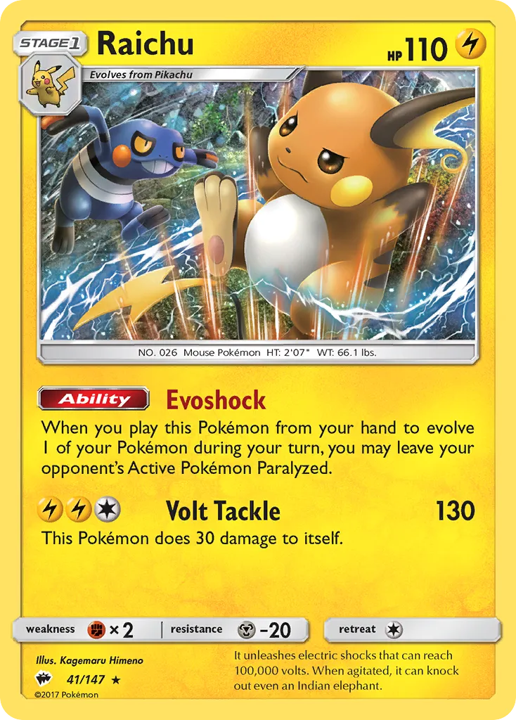 Raichu — SM - Burning Shadows — Pokemon