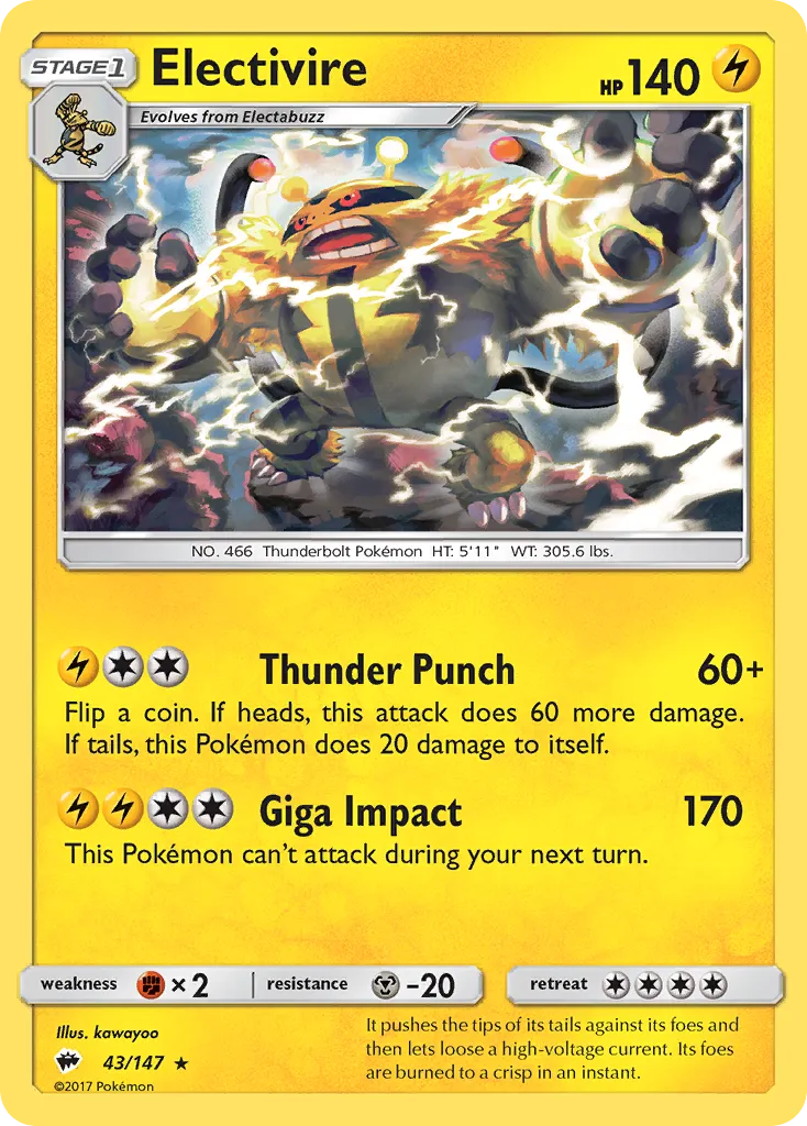 Electivire — SM - Burning Shadows — Pokemon