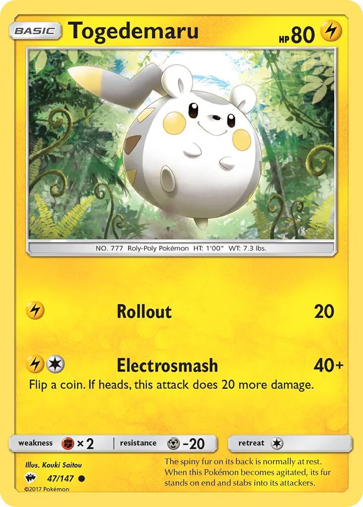 Togedemaru — SM - Burning Shadows — Pokemon