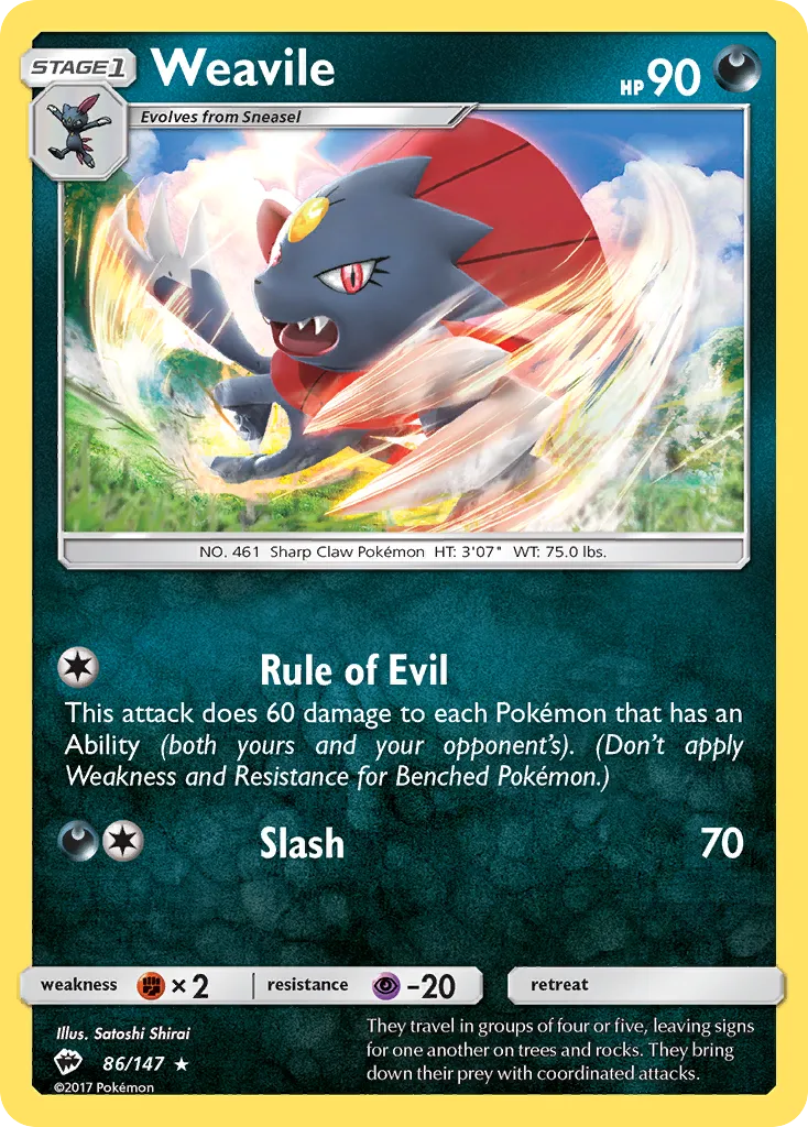 Weavile — SM - Burning Shadows — Pokemon