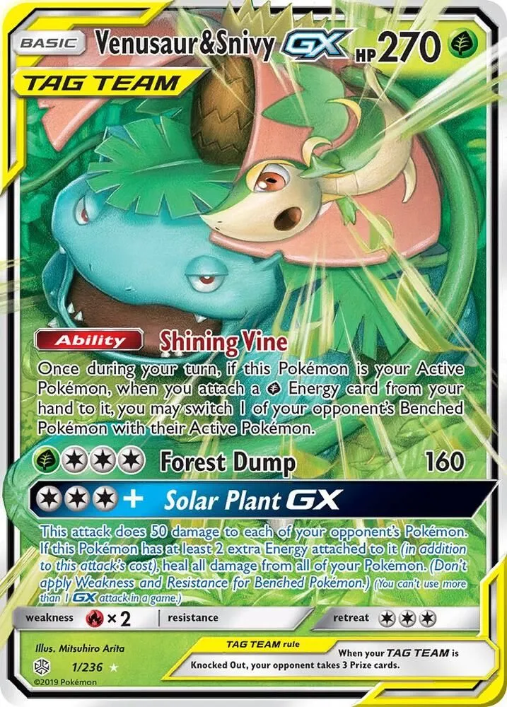 Venusaur & Snivy GX — SM - Cosmic Eclipse — Pokemon