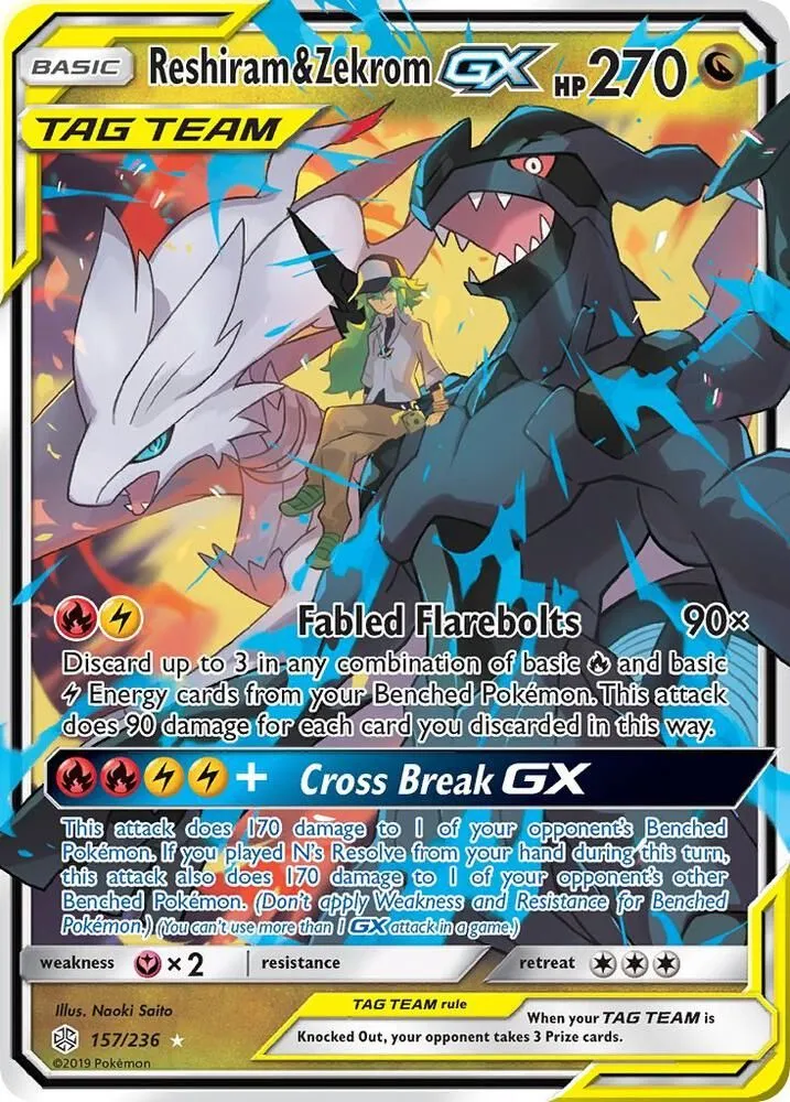 Reshiram & Zekrom GX — SM - Cosmic Eclipse — Pokemon