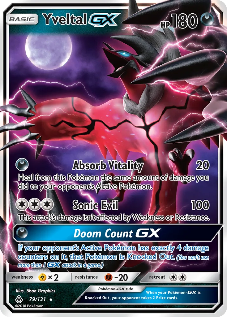 Yveltal GX from SM - Forbidden Light - Pokemon