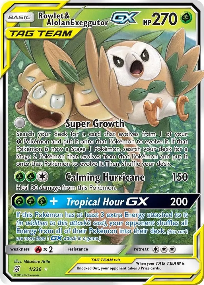 Rowlet & Alolan Exeggutor GX — SM - Unified Minds — Pokémon