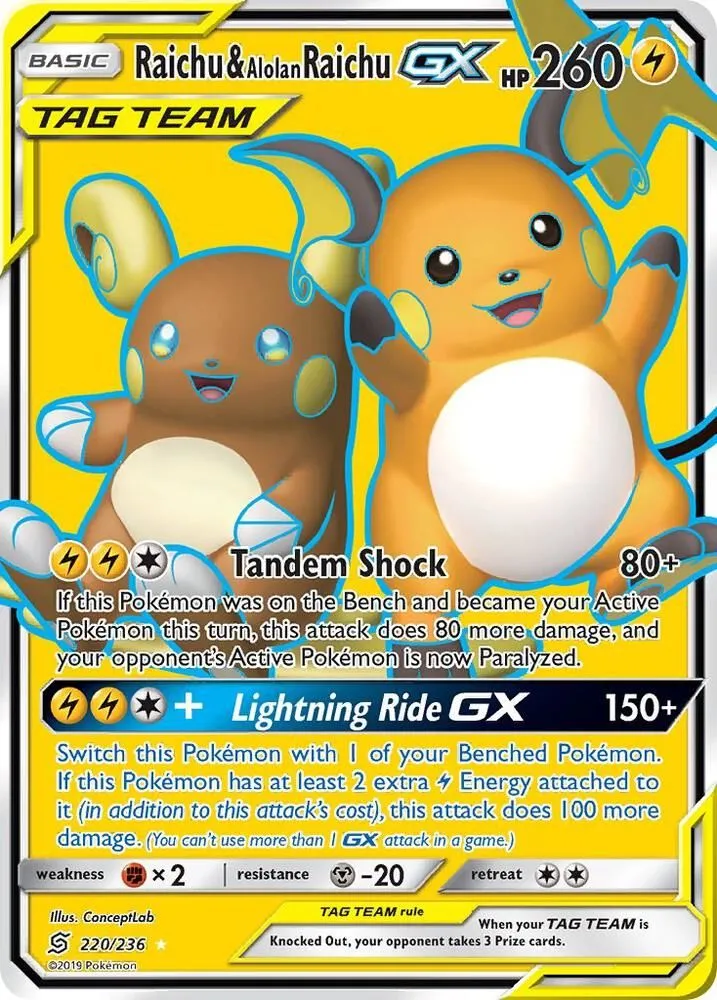 Raichu & Alolan Raichu GX — SM - Unified Minds — Pokemon