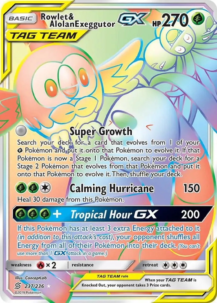 Rowlet & Alolan Exeggutor GX — SM - Unified Minds — Pokemon