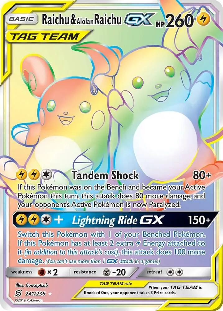 Raichu & Alolan Raichu GX — SM - Unified Minds — Pokemon