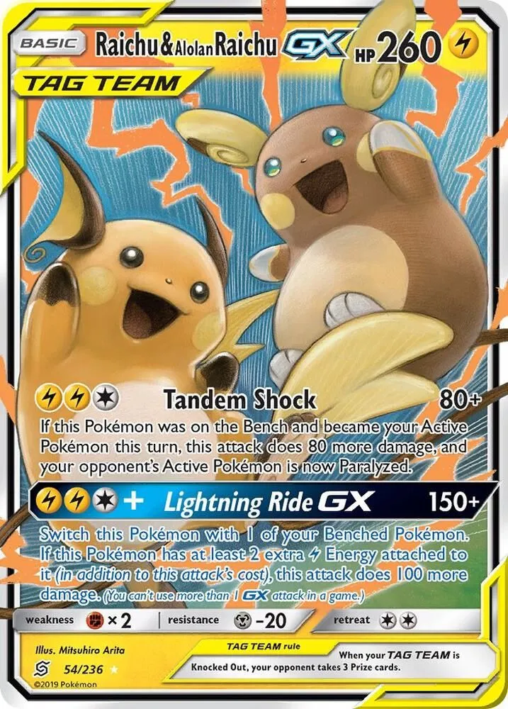 Raichu & Alolan Raichu GX — SM - Unified Minds — Pokémon