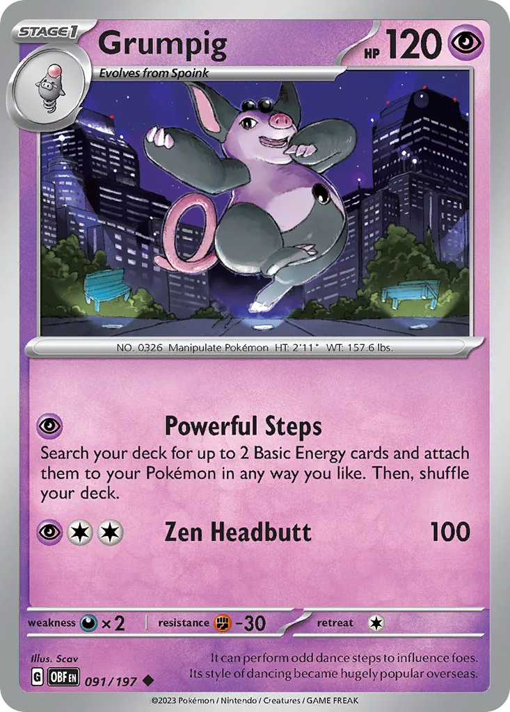 Grumpig — SV03: Obsidian Flames — Pokémon