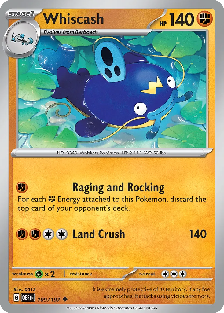 Whiscash — SV03: Obsidian Flames — Pokémon