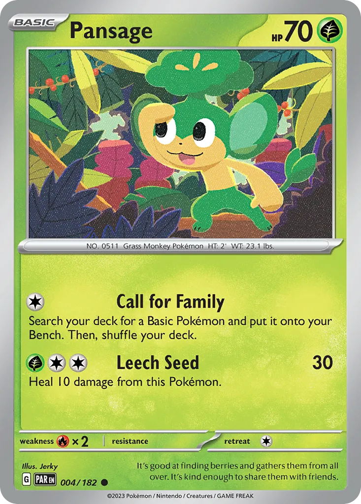 Pansage — SV04: Paradox Rift — Pokémon