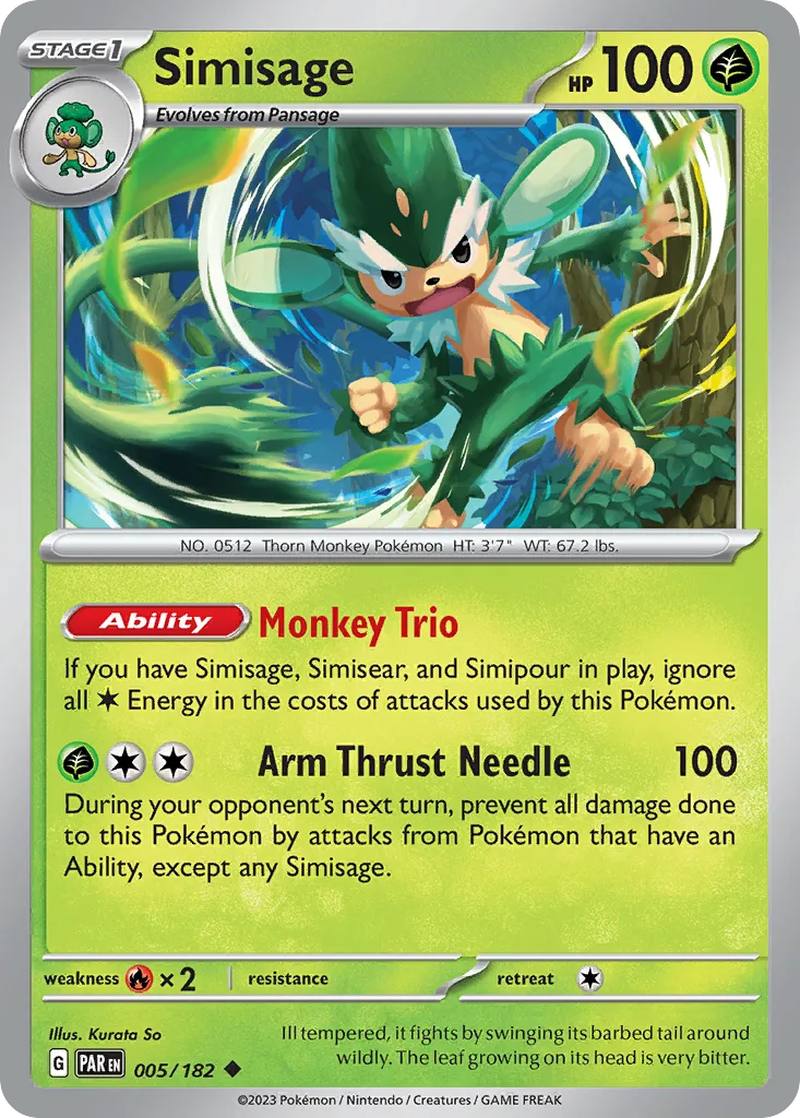 Simisage — SV04: Paradox Rift — Pokemon