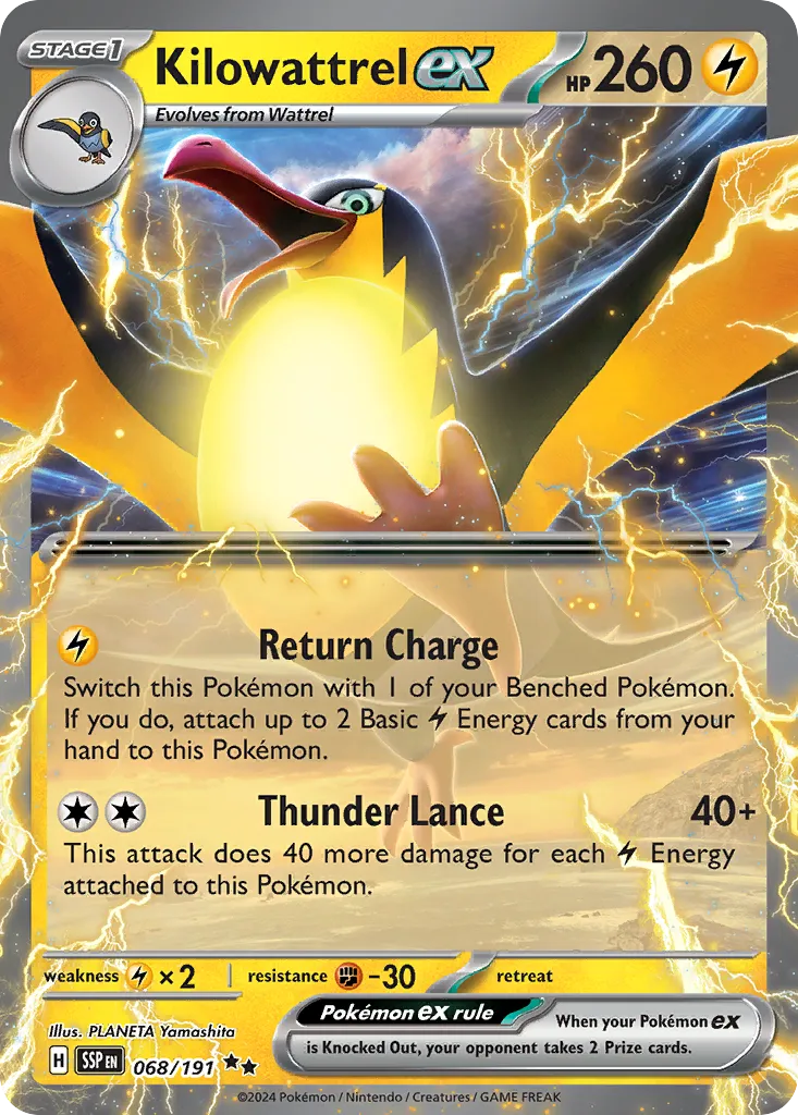 Kilowattrel ex — SV08: Surging Sparks — Pokémon
