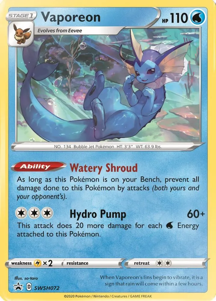 Vaporeon from SWSH: Sword & Shield Promo Cards - Pokemon