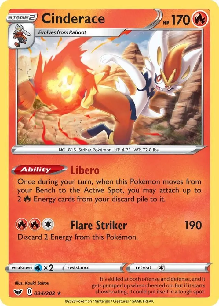 Cinderace — SWSH01: Sword & Shield Base Set — Pokémon