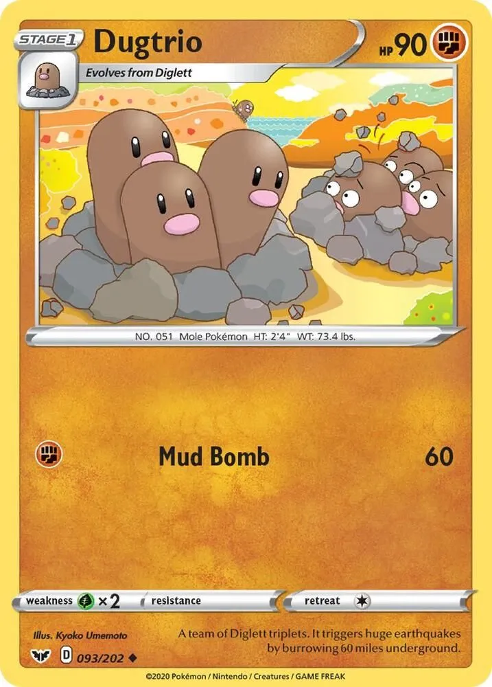 Dugtrio — SWSH01: Sword & Shield Base Set — Pokemon