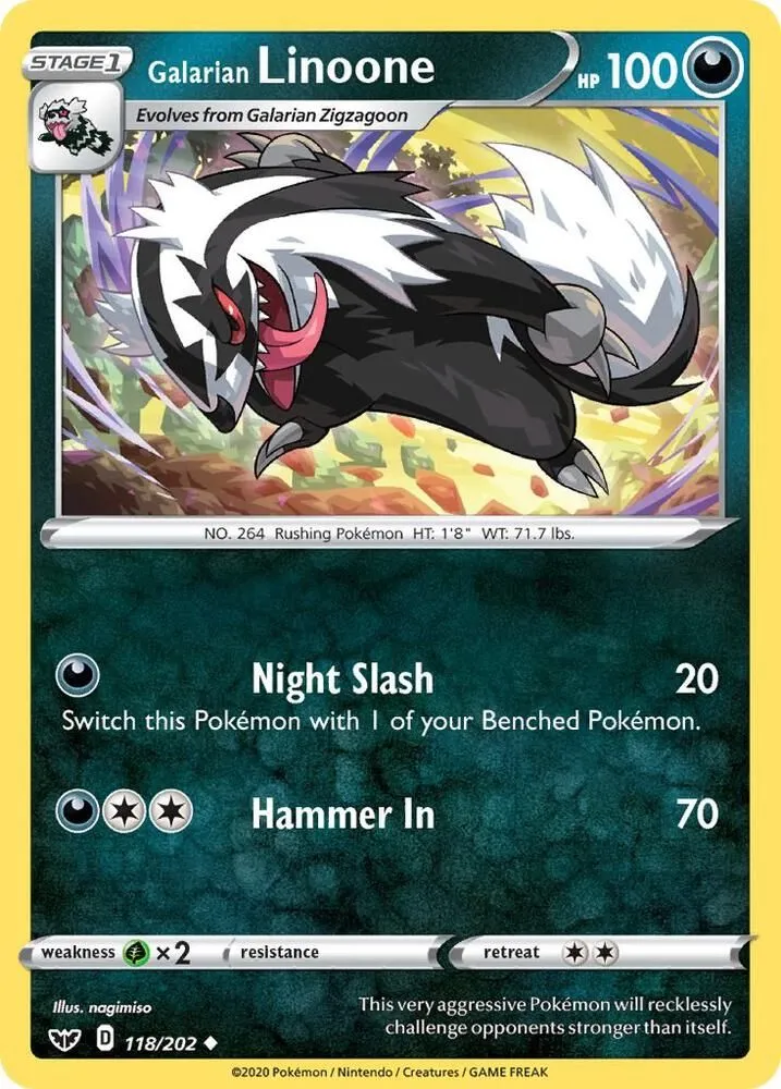 Galarian Linoone — SWSH01: Sword & Shield Base Set — Pokémon