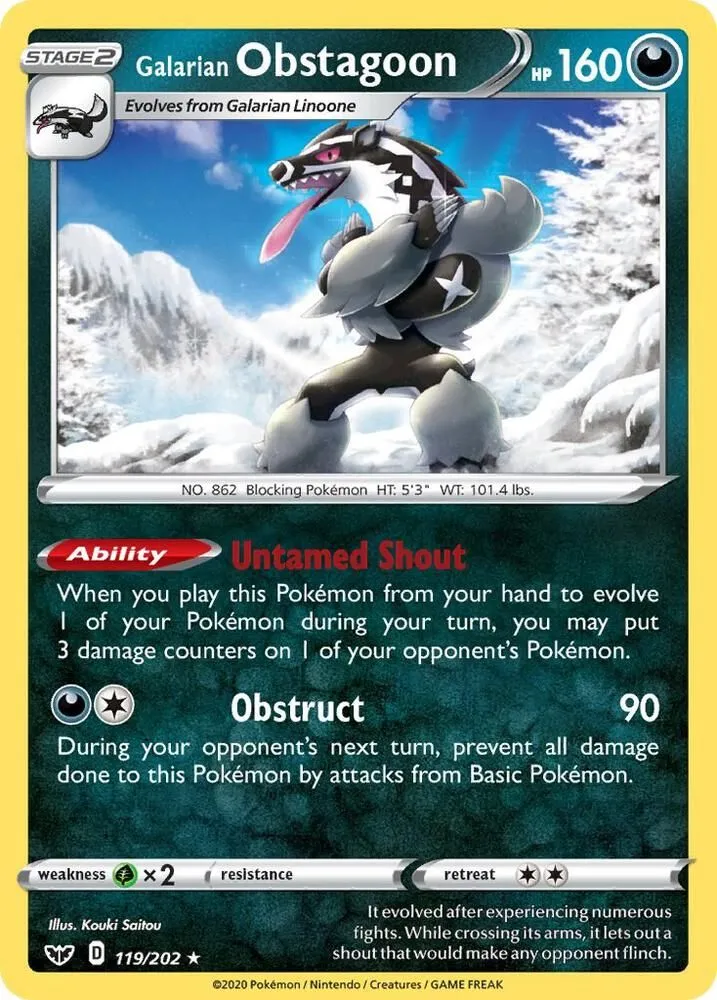 Galarian Obstagoon — SWSH01: Sword & Shield Base Set — Pokemon