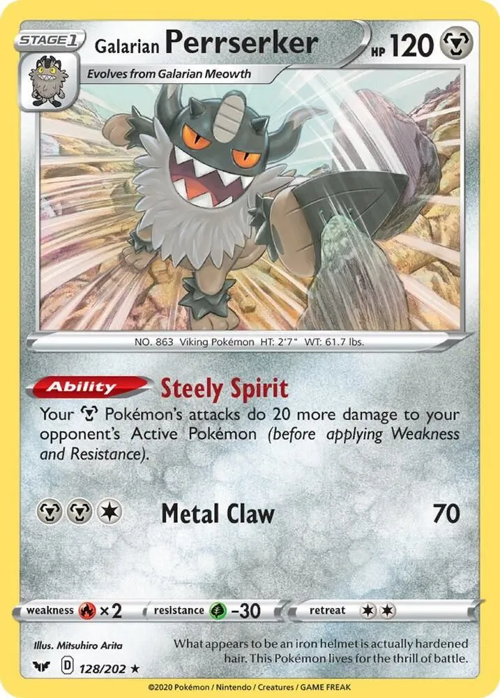 Galarian Perrserker from SWSH01: Sword & Shield Base Set - Pokemon