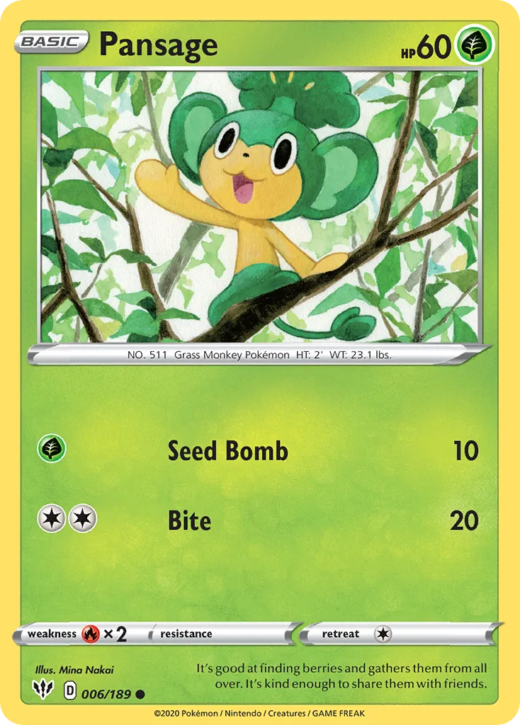 Pansage — SWSH03: Darkness Ablaze — Pokemon