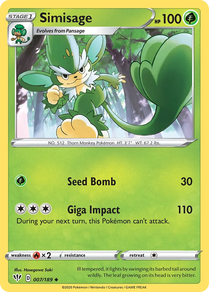 Simisage — SWSH03: Darkness Ablaze — Pokemon
