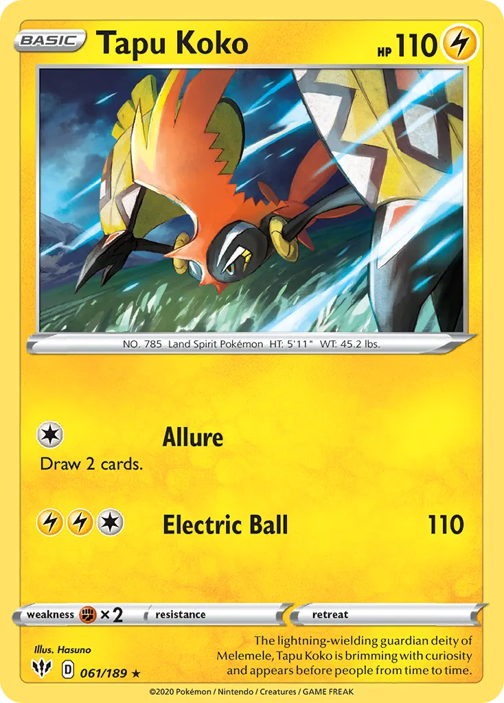 Tapu Koko — SWSH03: Darkness Ablaze — Pokémon