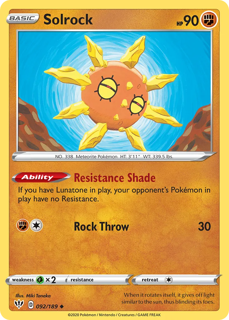 Solrock — SWSH03: Darkness Ablaze — Pokémon
