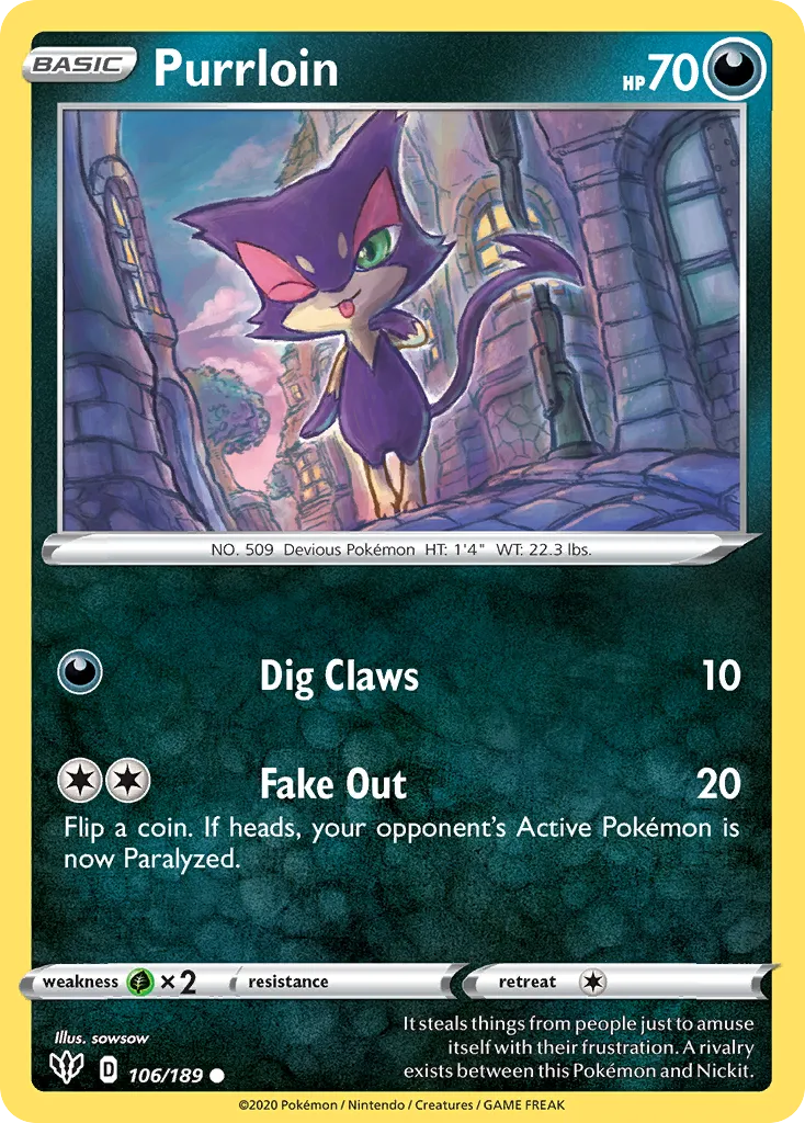 Purrloin — SWSH03: Darkness Ablaze — Pokémon