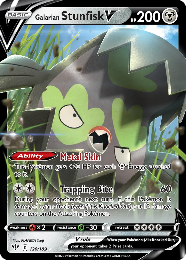Galarian Stunfisk V from SWSH03: Darkness Ablaze - Pokemon