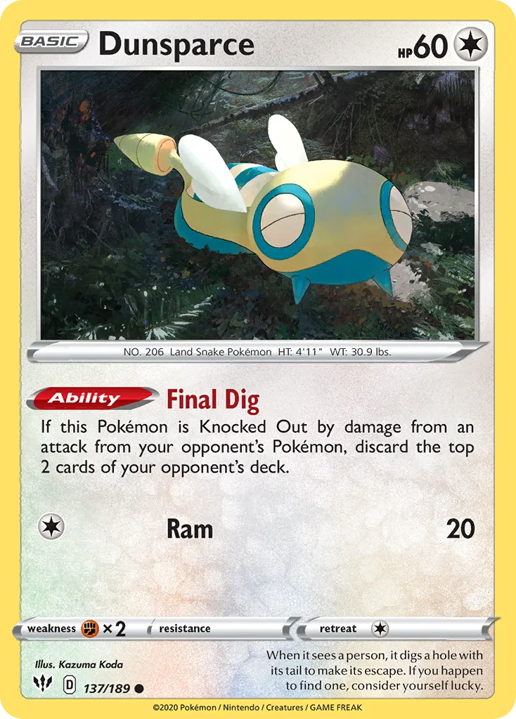Dunsparce — SWSH03: Darkness Ablaze — Pokémon