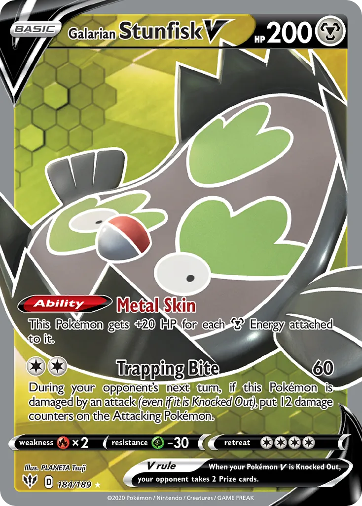 Galarian Stunfisk V — SWSH03: Darkness Ablaze — Pokemon