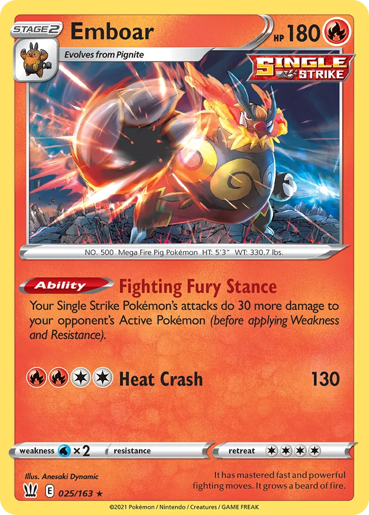 Emboar — SWSH05: Battle Styles — Pokemon