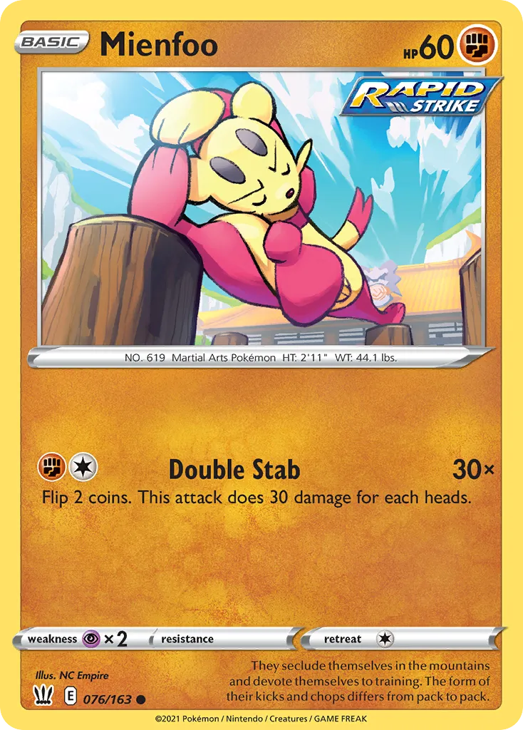 Mienfoo — SWSH05: Battle Styles — Pokémon