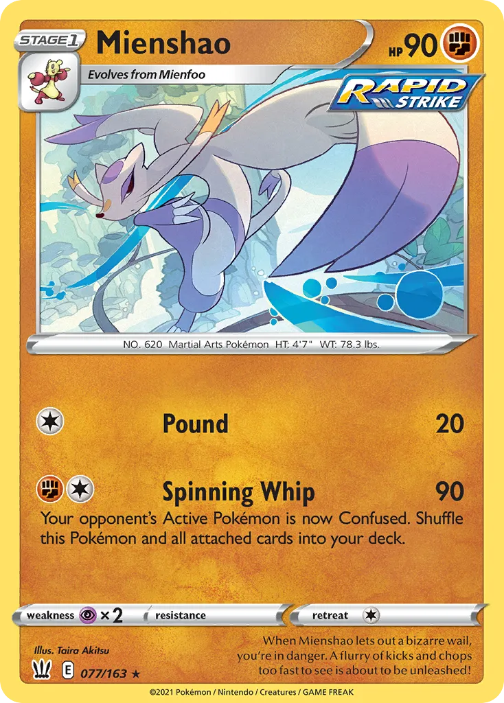 Mienshao — SWSH05: Battle Styles — Pokemon