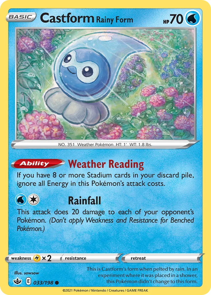 Castform Rainy Form — SWSH06: Chilling Reign — Pokémon