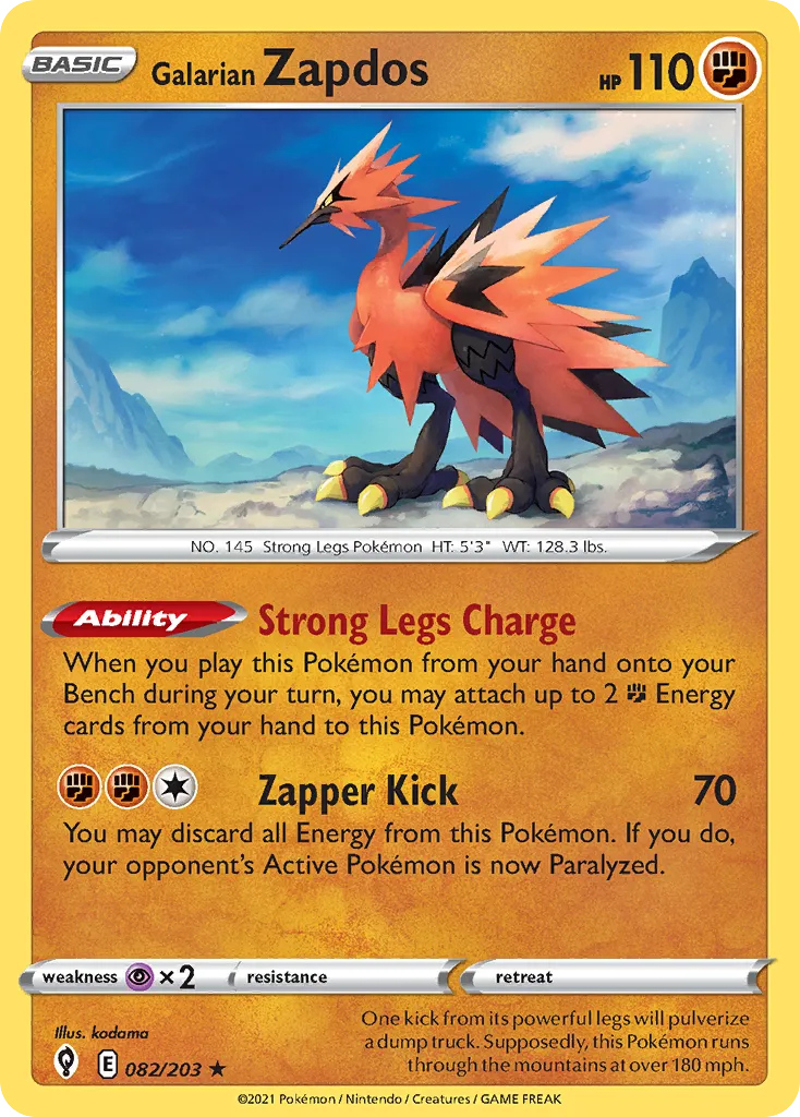 Galarian Zapdos — SWSH07: Evolving Skies — Pokémon