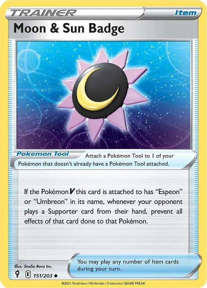Moon & Sun Badge — SWSH07: Evolving Skies — Pokémon