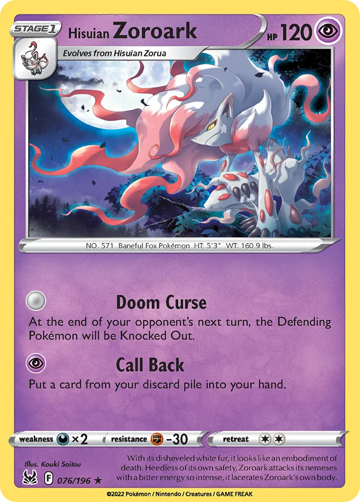 Zoroark de Hisui — SWSH11: Lost Origin — Pokémon