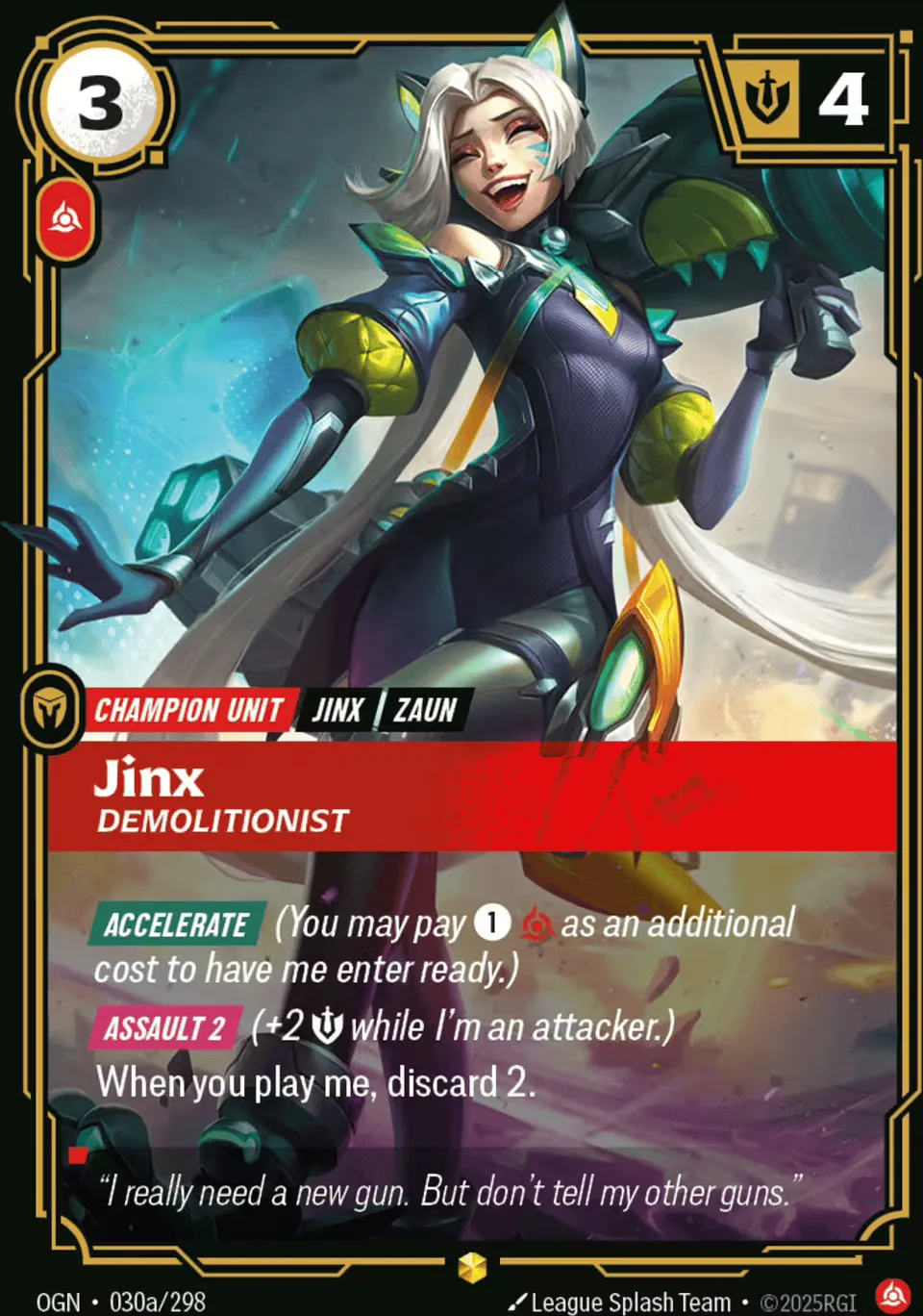 Jinx - Demolitionist (alt) from Origins - Main Set - Riftbound: League of Legends TCG
