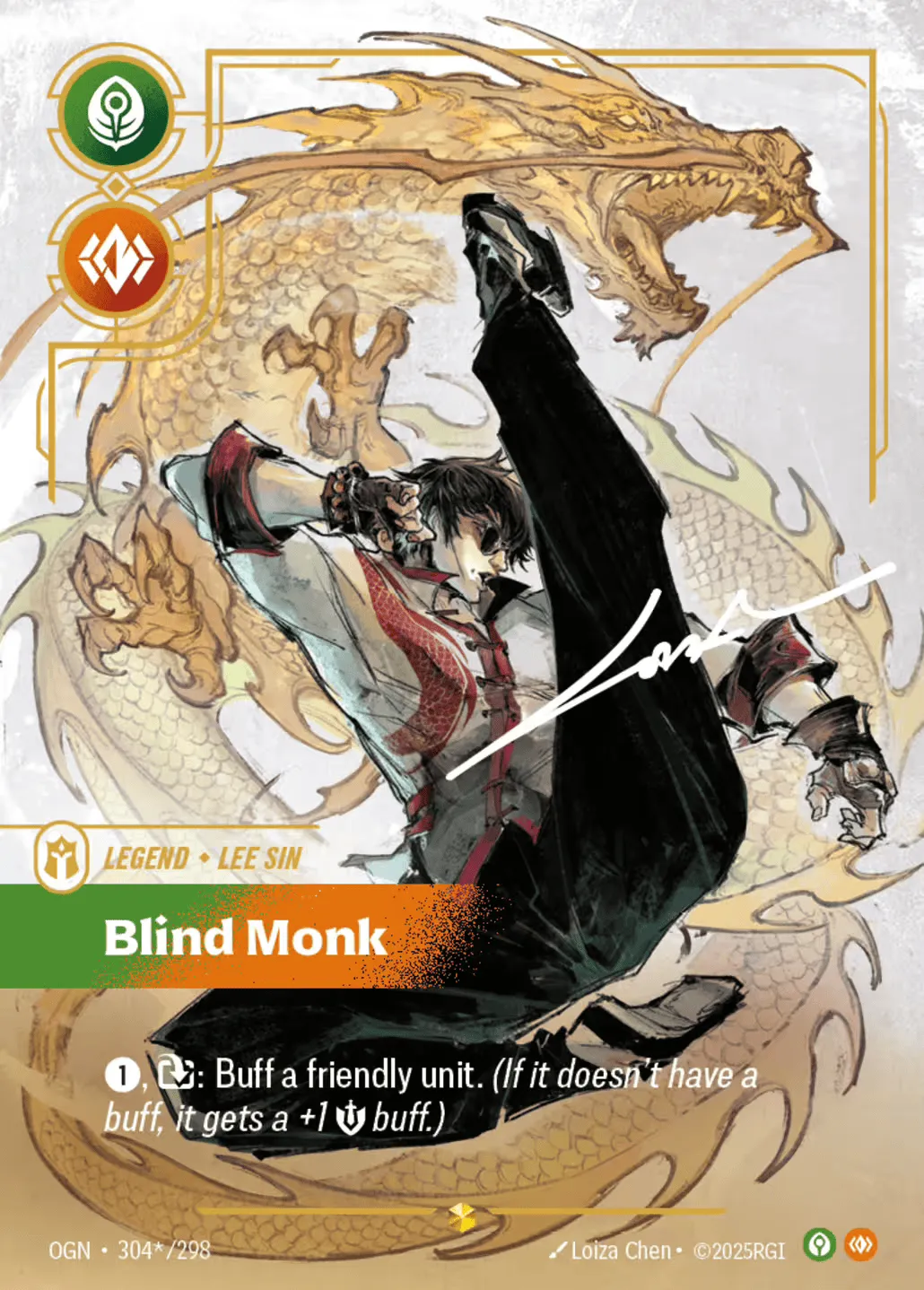 Lee Sin - Blind Monk (Signed) — Origins - Main Set — Riftbound: League of Legends TCG