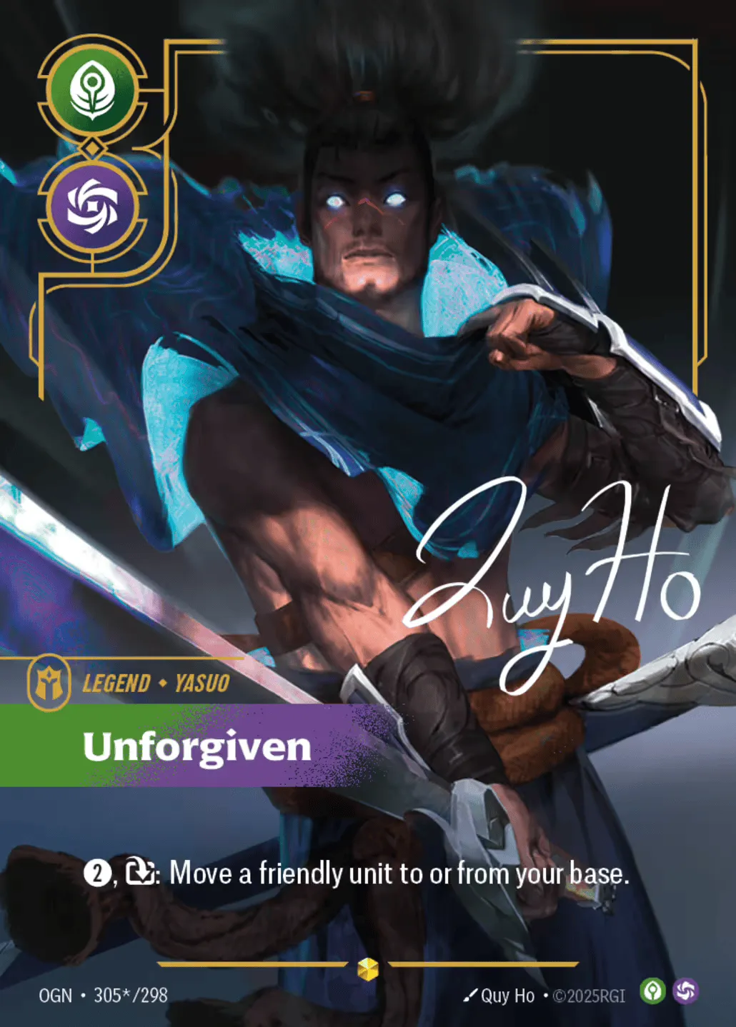 Yasuo - Unforgiven (Signed) — Origins - Main Set — Riftbound: League of Legends TCG