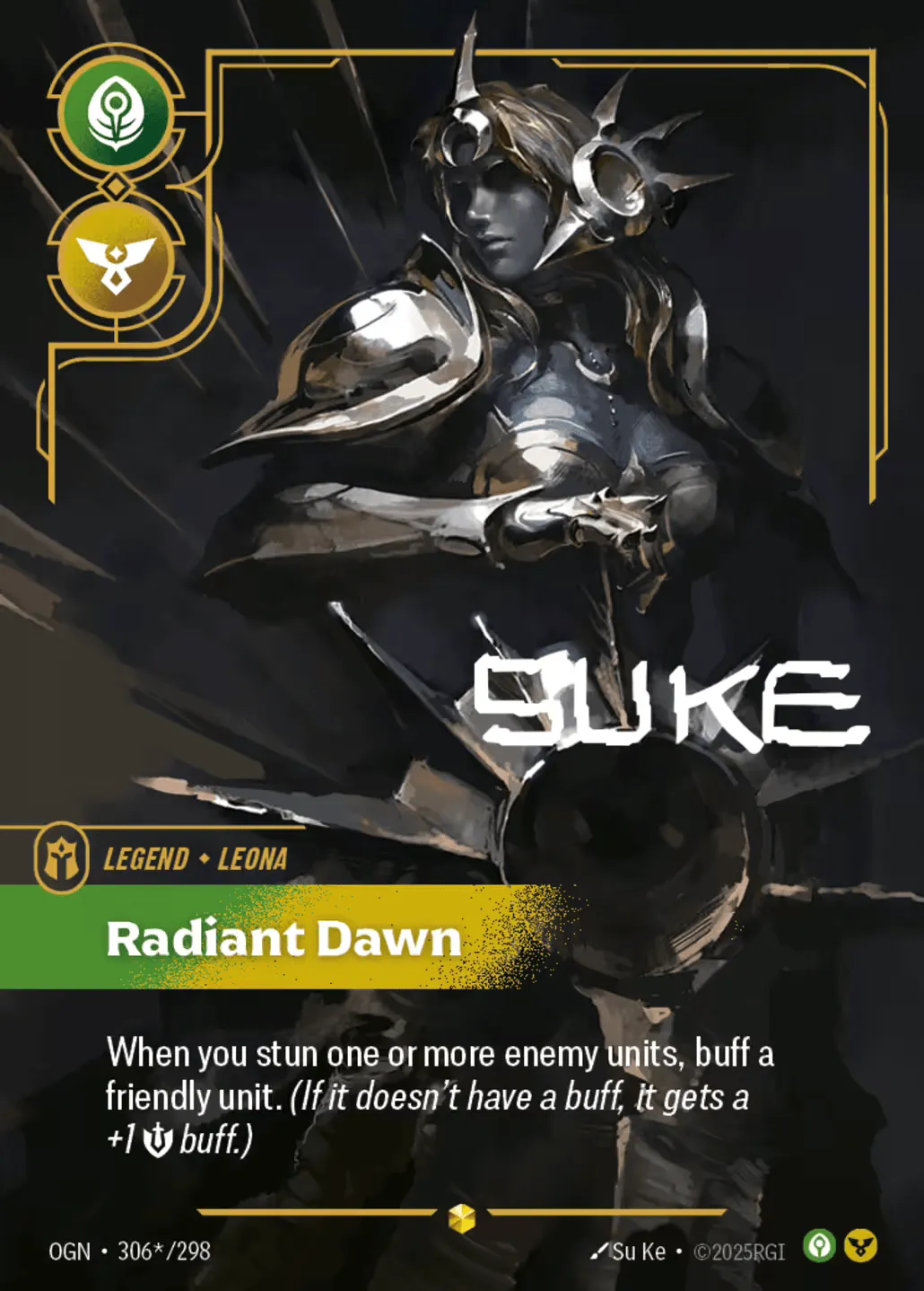 Leona - Radiant Dawn (Signed) — Origins - Main Set — Riftbound: League of Legends TCG