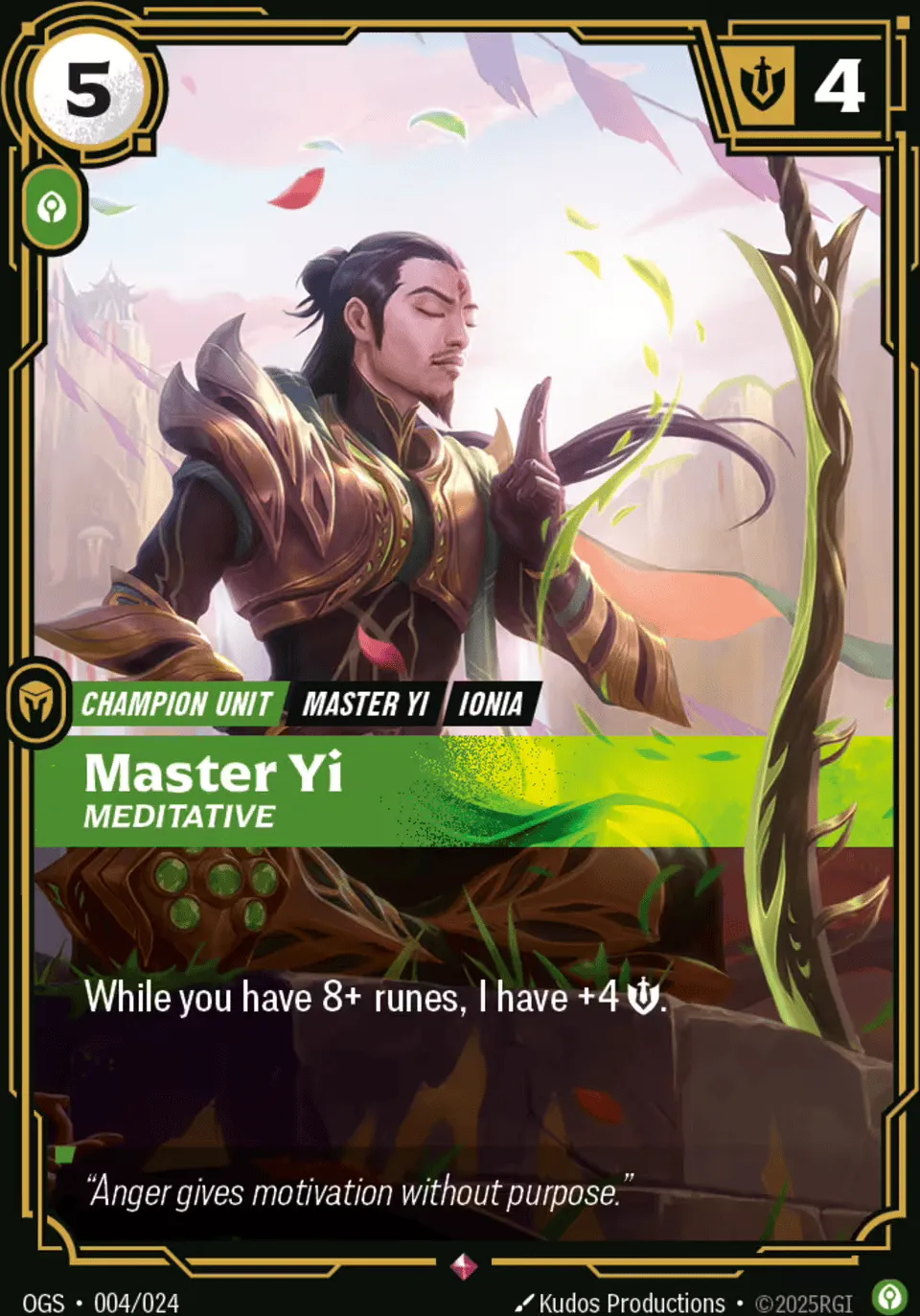 Master Yi - Meditative — Origins - Proving Grounds — Riftbound