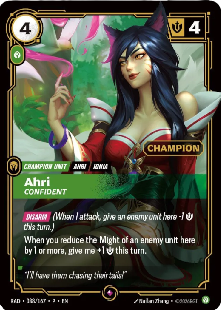 Ahri - Confident (Champion) — Radiance - Promo Cards — Riftbound: League of Legends TCG