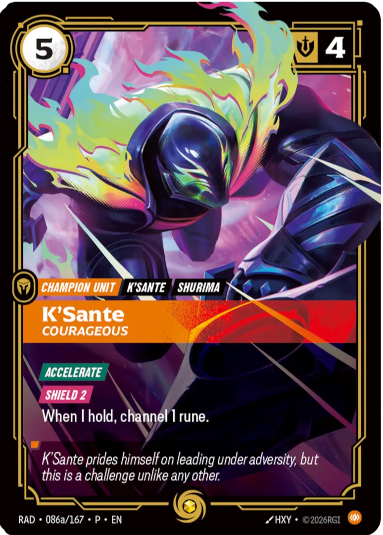 K'Sante - Courageous (Day 2) from Radiance - Promo Cards - Riftbound: League of Legends TCG