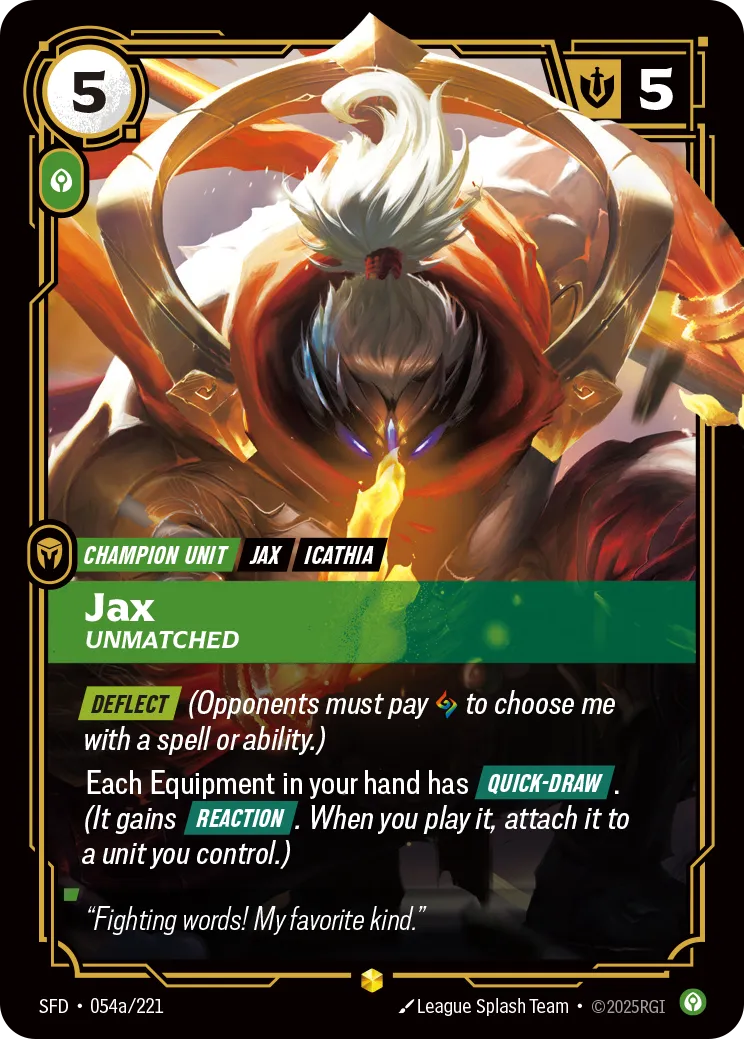 Jax - Unmatched (Alternate Art) from Spiritforged - Riftbound: League of Legends TCG