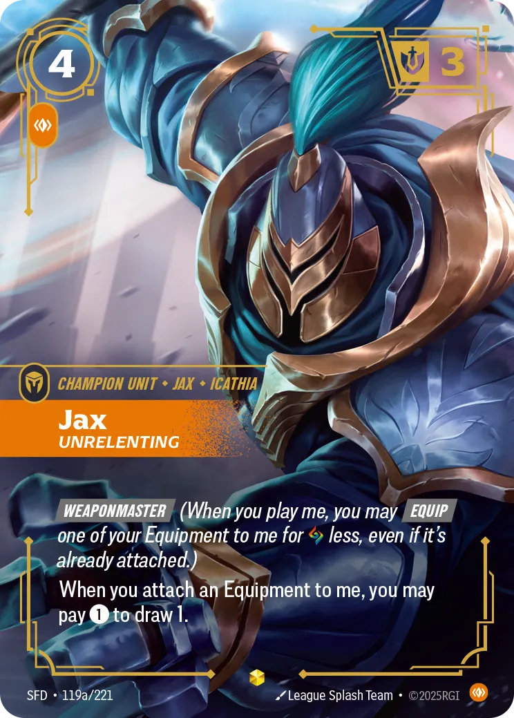 Jax - Unrelenting (Alternate Art) — Spiritforged — Riftbound