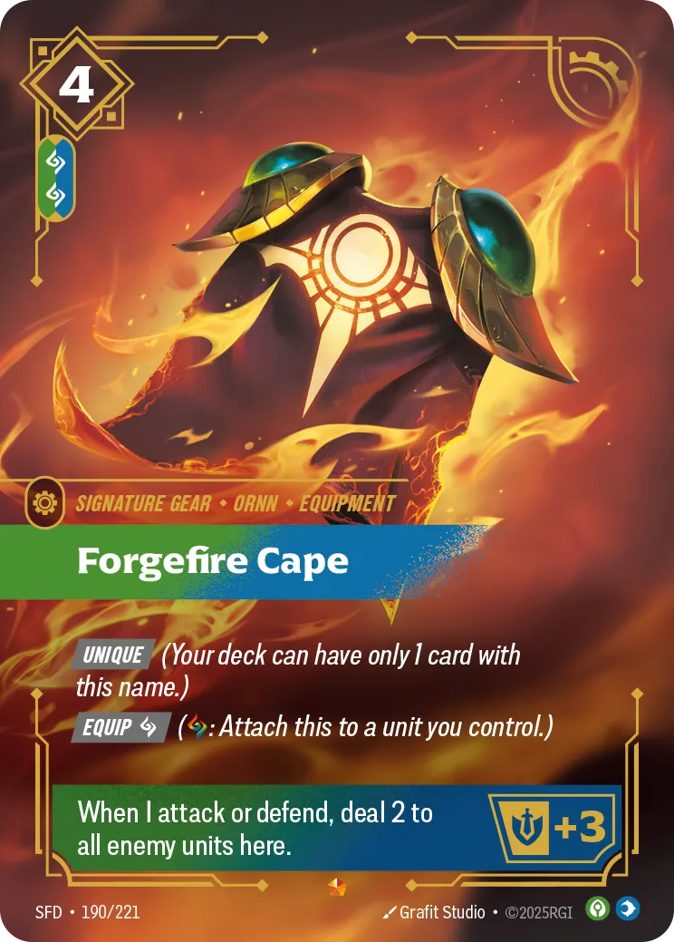 Forgefire Cape — Spiritforged — Riftbound
