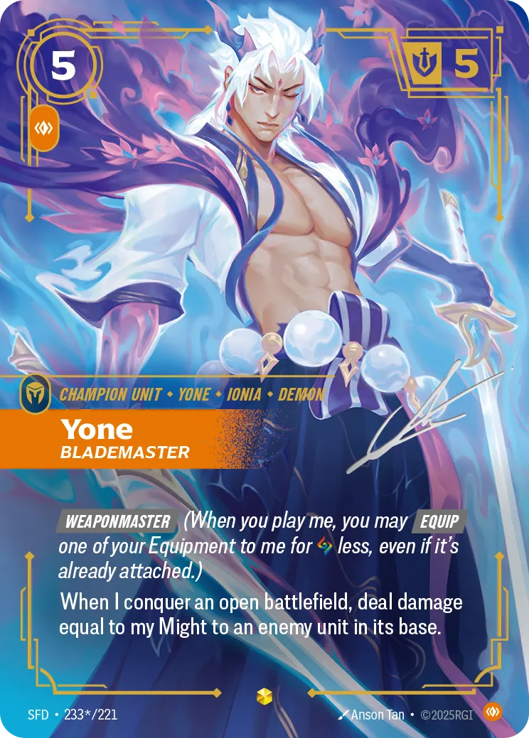 Yone - Blademaster (Signed) — Spiritforged — Riftbound: League of Legends TCG